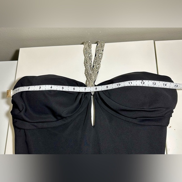 VTG Betsy & Adam By Linda Bernell Black Rhinestone Halter Evening Gown Dress 10 - Picture 7 of 7